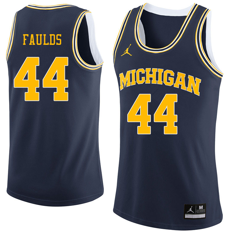 Jordan Brand Men #44 Jaron Faulds Michigan Wolverines College Basketball Jerseys Sale-Navy